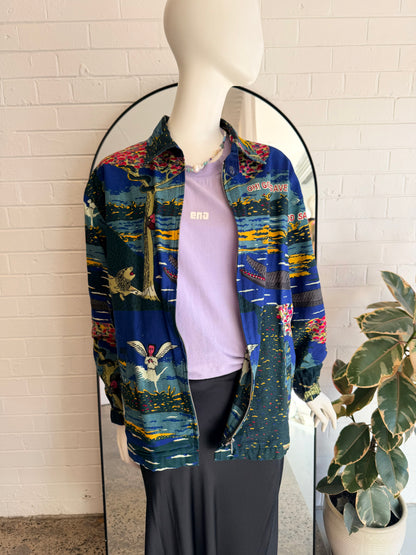 Yevu Blue and Green Print Jacket - Size M (8-12)