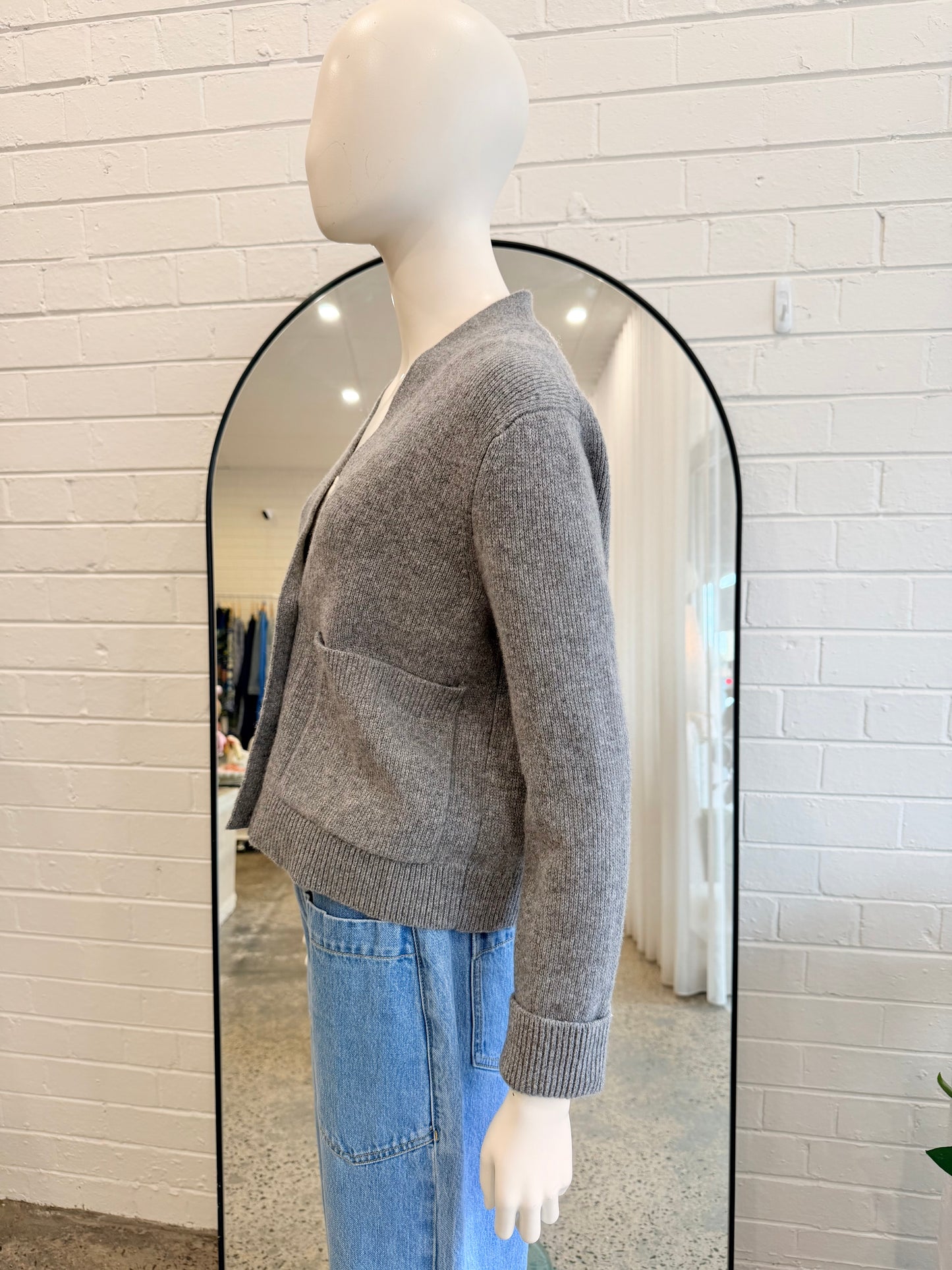 Oroton Wool Knit Cardigan in Grey - Size XS (8-10)