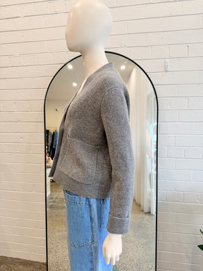 Oroton Wool Knit Cardigan in Grey - Size XS (8-10)
