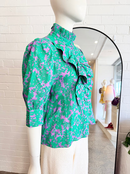 Husk Green Floral Shirt - Size 10 - Pre-Loved Geelong 4