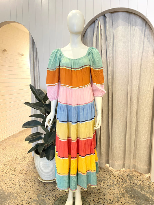 Hammock & Vine Rainbow Tiered Maxi Dress - Size 12