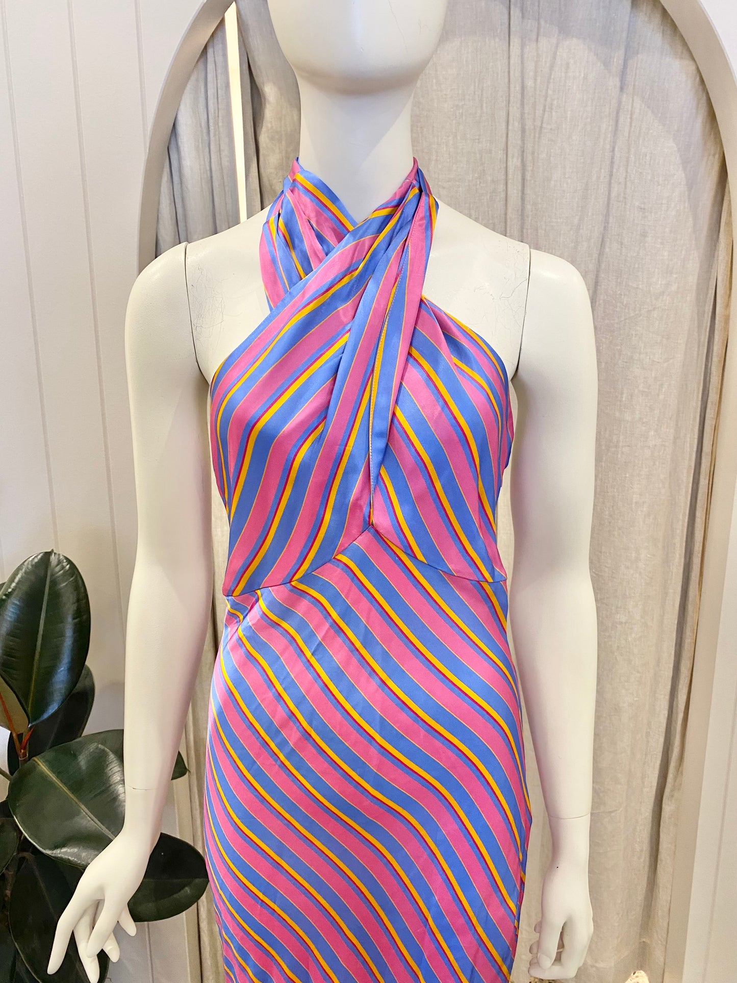 Steele Renata Stripe Halterneck dress - Size S