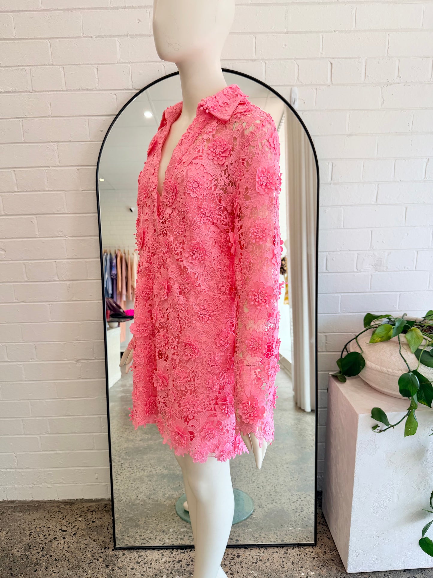Leo Lin Acacia Lace Shirt Mini Dress - Size 10 - Pre-Loved Geelong