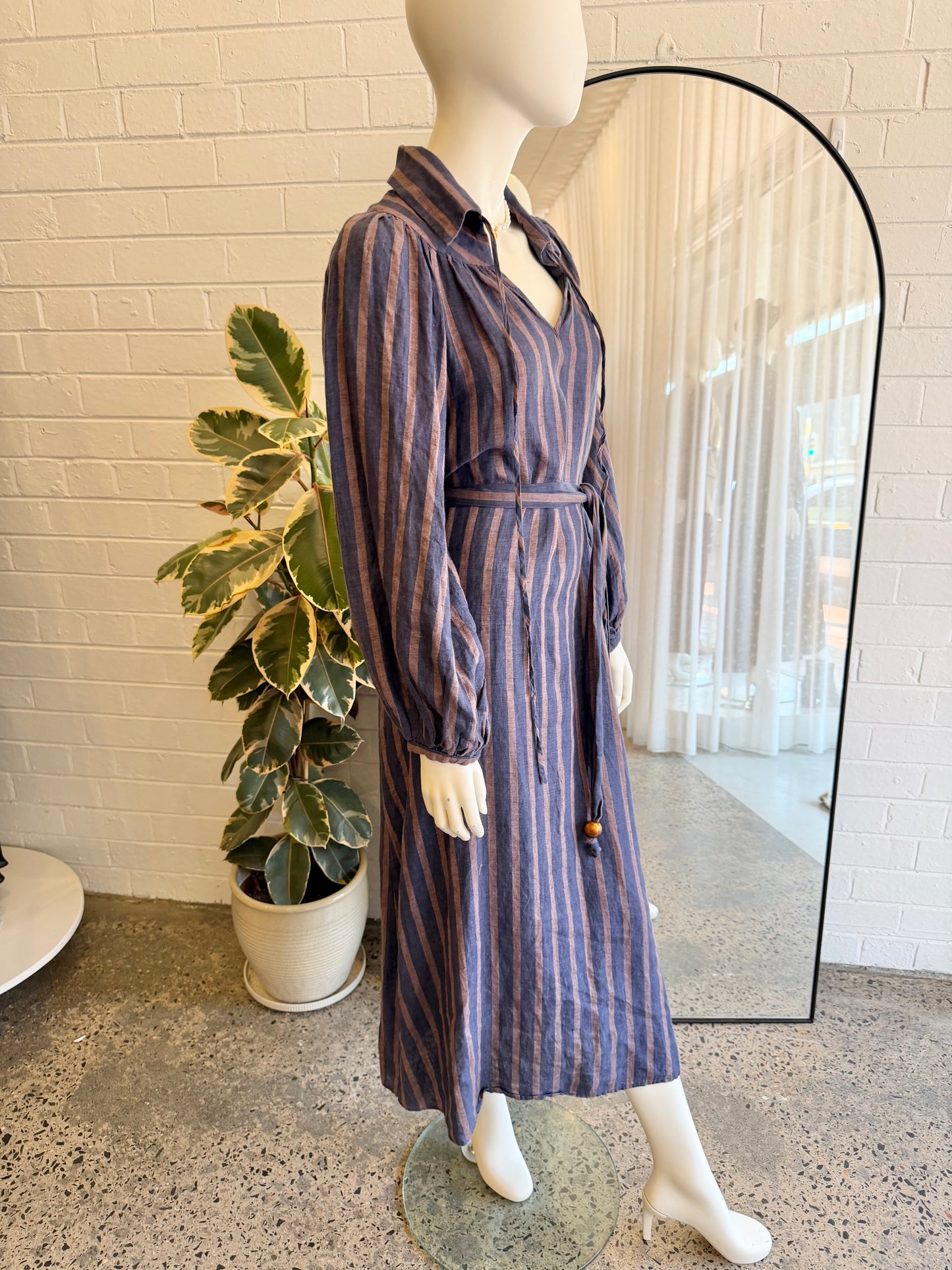 Amelius Navy Linen Estelle Tunic Midi Dress - Size M