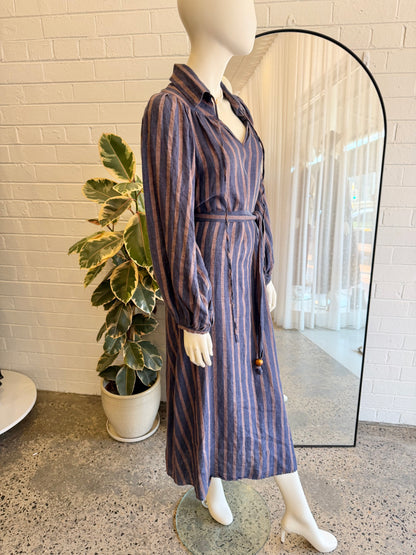 Amelius Navy Linen Estelle Tunic Midi Dress - Size M