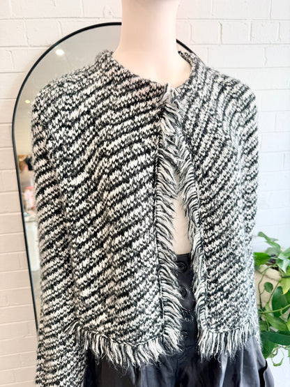 Maje Black and White Knit Jacket - Size 2 (10)