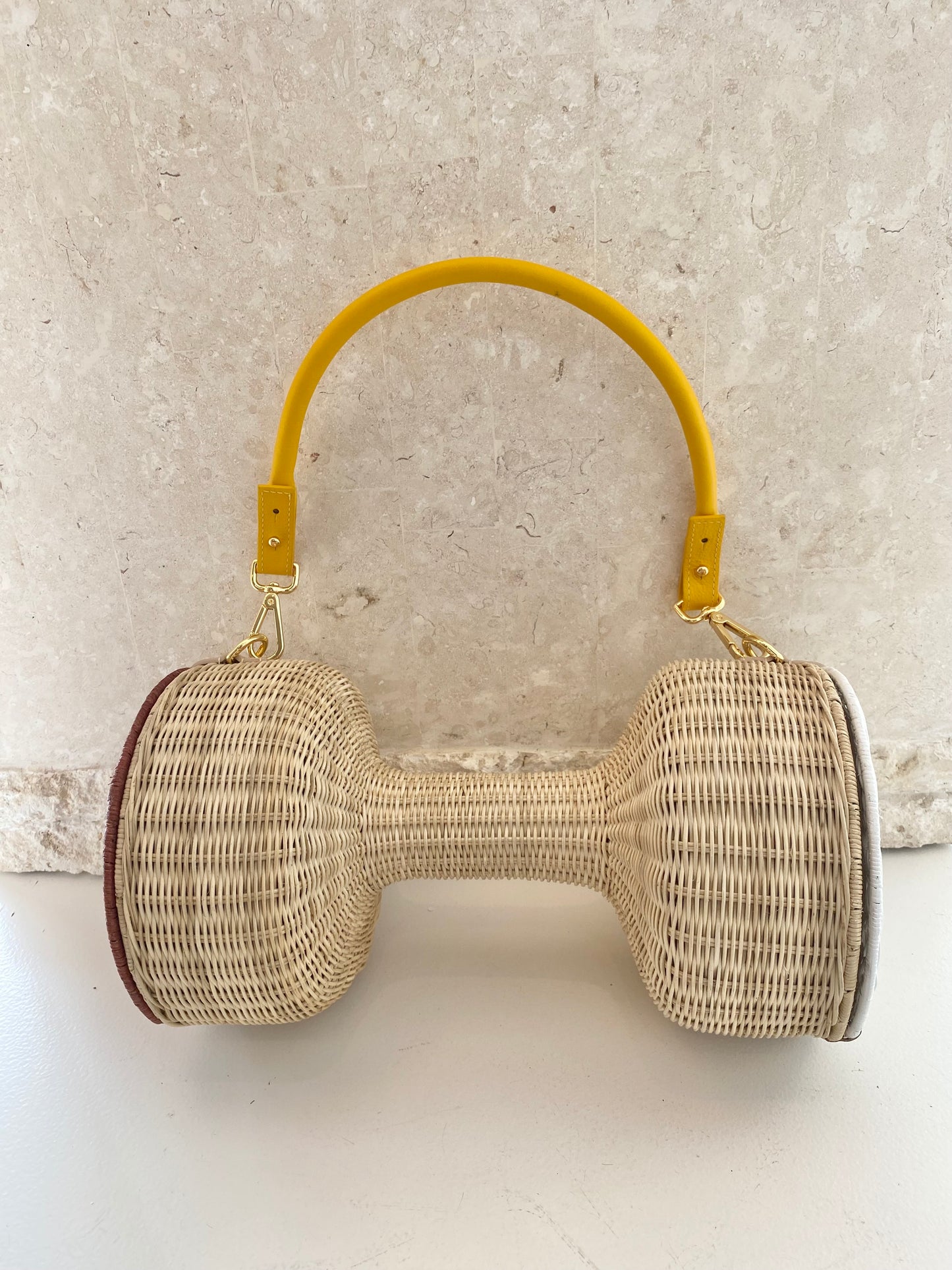 Lucy Folk Dumbbell Wicker Bag in Light Natural