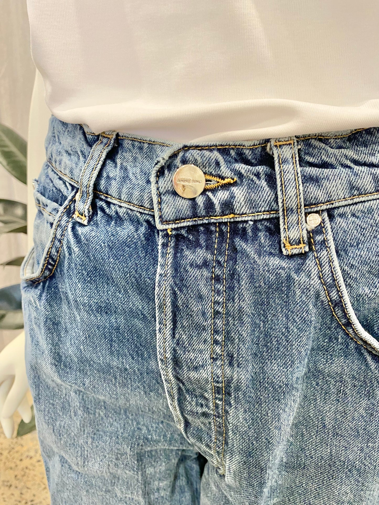 Anine Bing Dark Wash Denim Wide Leg Jeans - Size 29