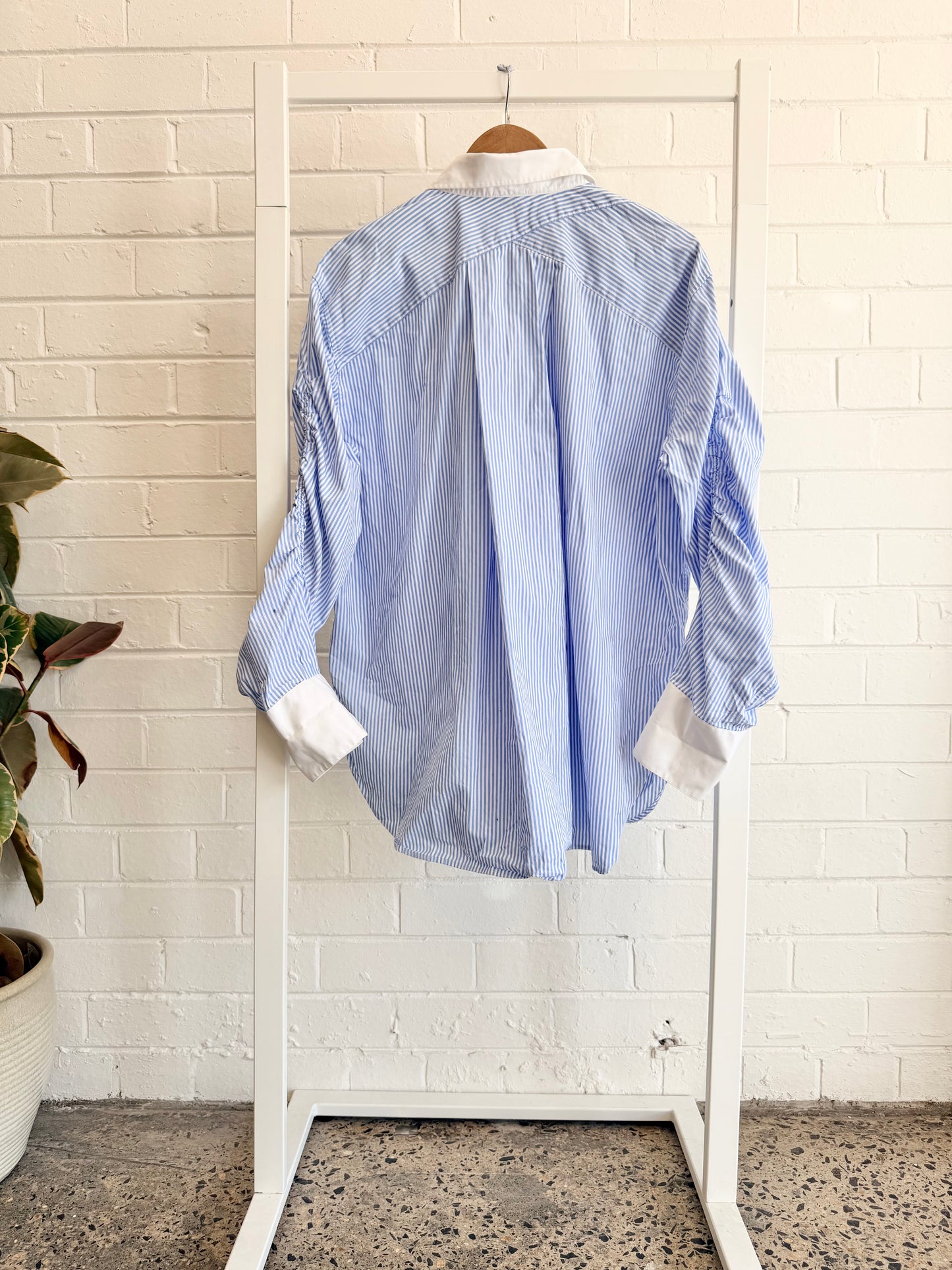 Husk Blue and White Stripe Shirt - Size 14