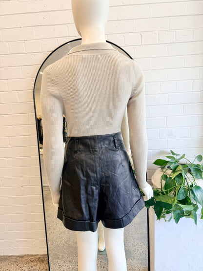 Misha Black Faux Leather Shorts - Size 10