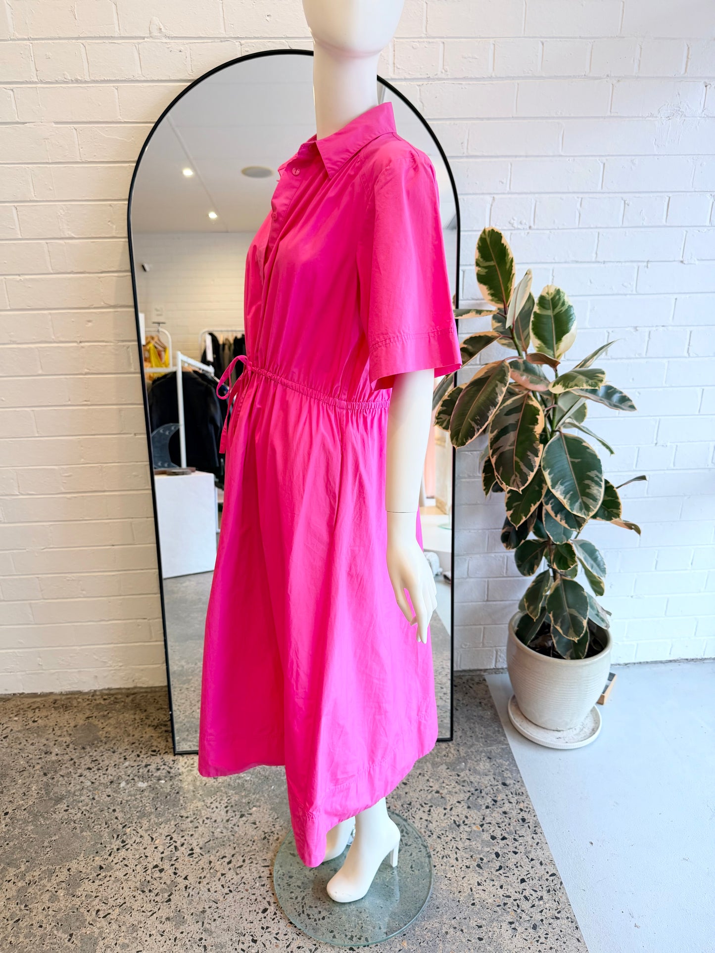 Country Road Hot Pink Cotton Midi Dress - Size 12