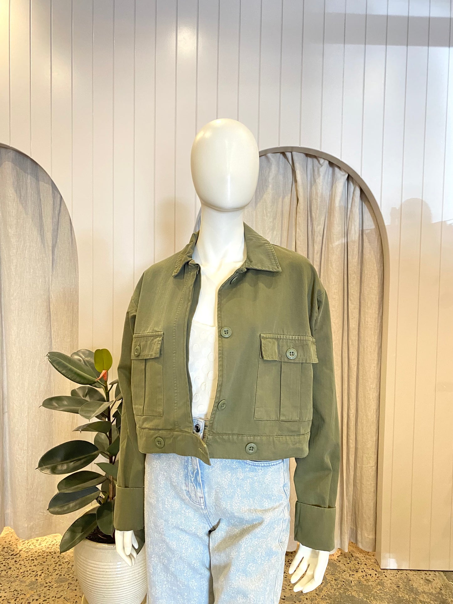 Anine Bing Adriana Army Green Jacket - Size S