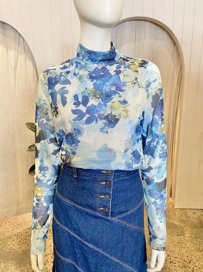 Sofia Irina Mesh Print Top - Size 10