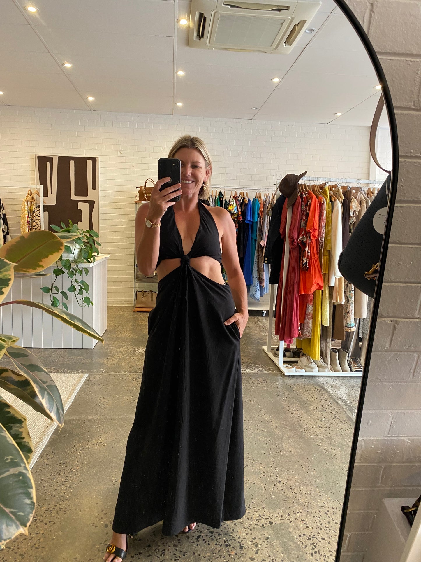 Camilla & Marc 'Prado' Halter Dress in Black - Size 10