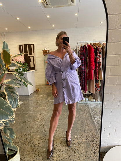 Pfeiffer 'Seeka' Linen Mini Dress in Lilac - Size 10