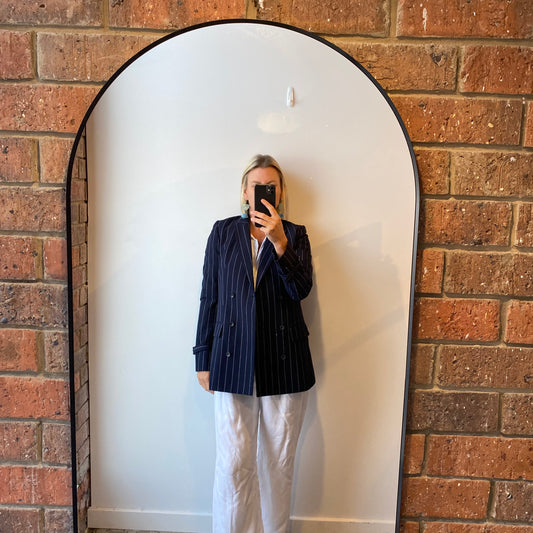 Country Road Navy Pinstripe Blazer - Size 8