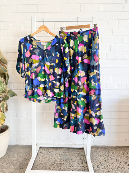 Elk Almina Confetti Colour Print Pants and Top Set - Size 8 - 10