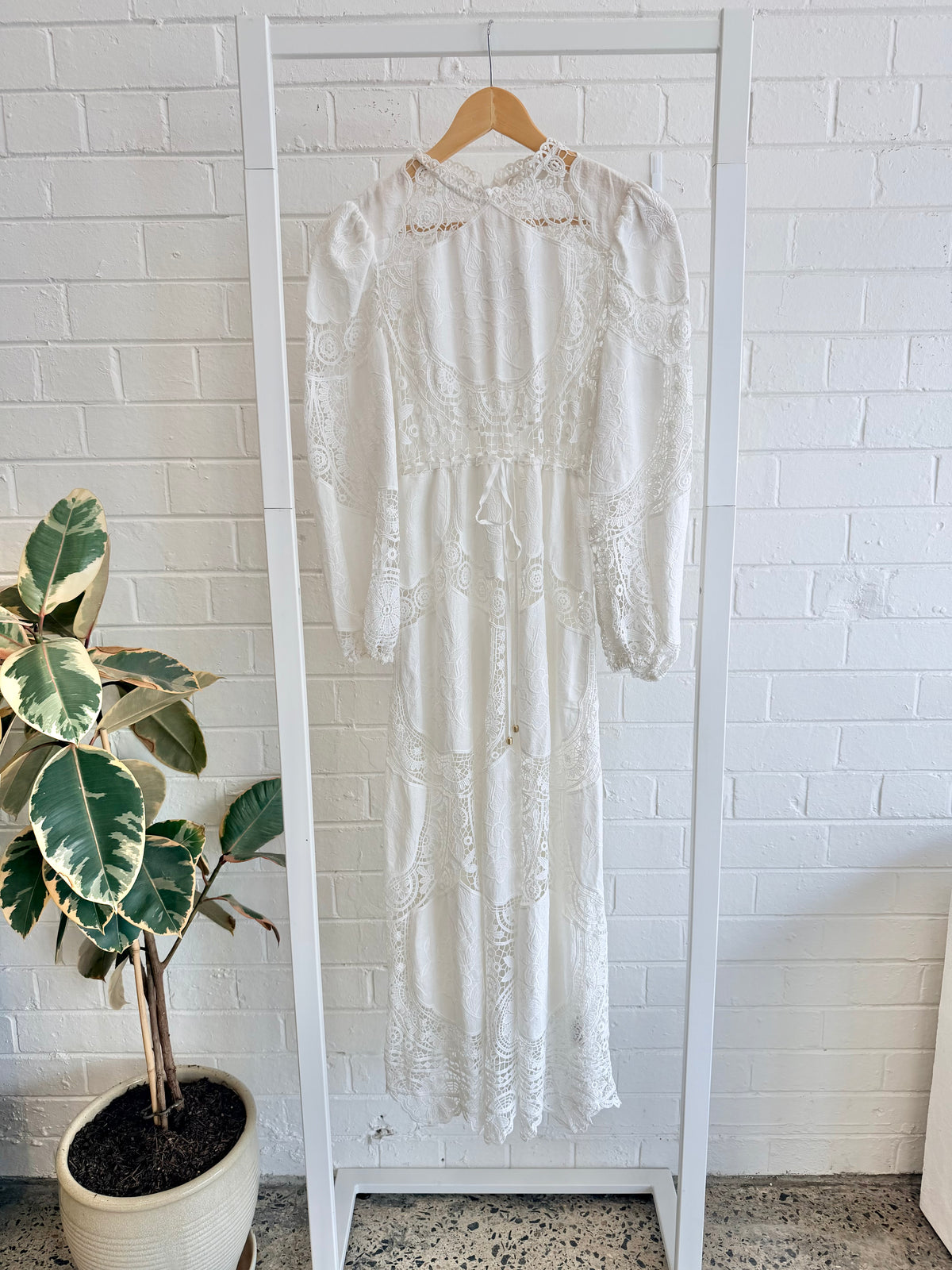 Zimmermann White Bonita Crochet Paneled Dress - Size 2 (8-10)