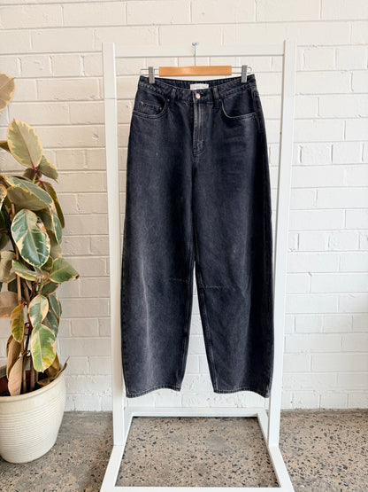 Assembly Label Black Washed Barrel Leg Jeans - Size 26 (8)