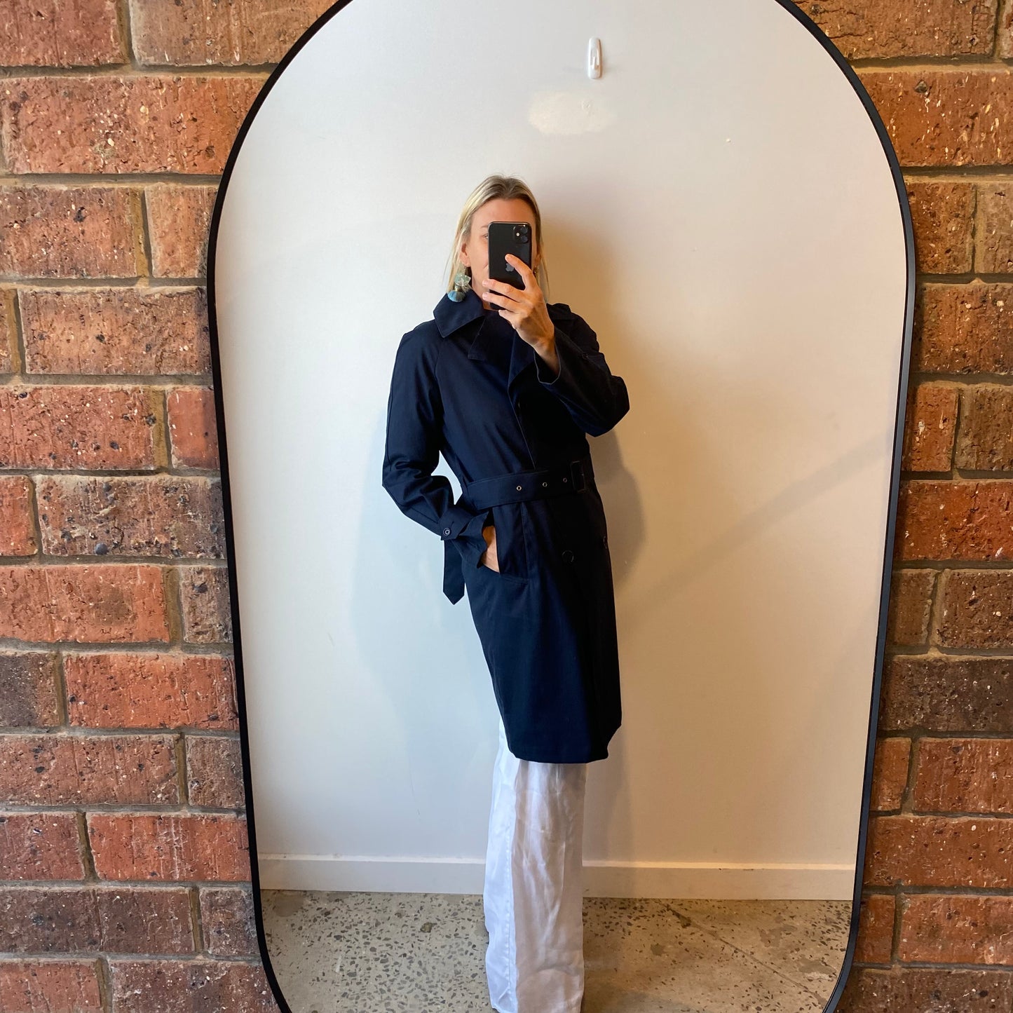 Ralph Lauren Navy Trench Coat - Size Small