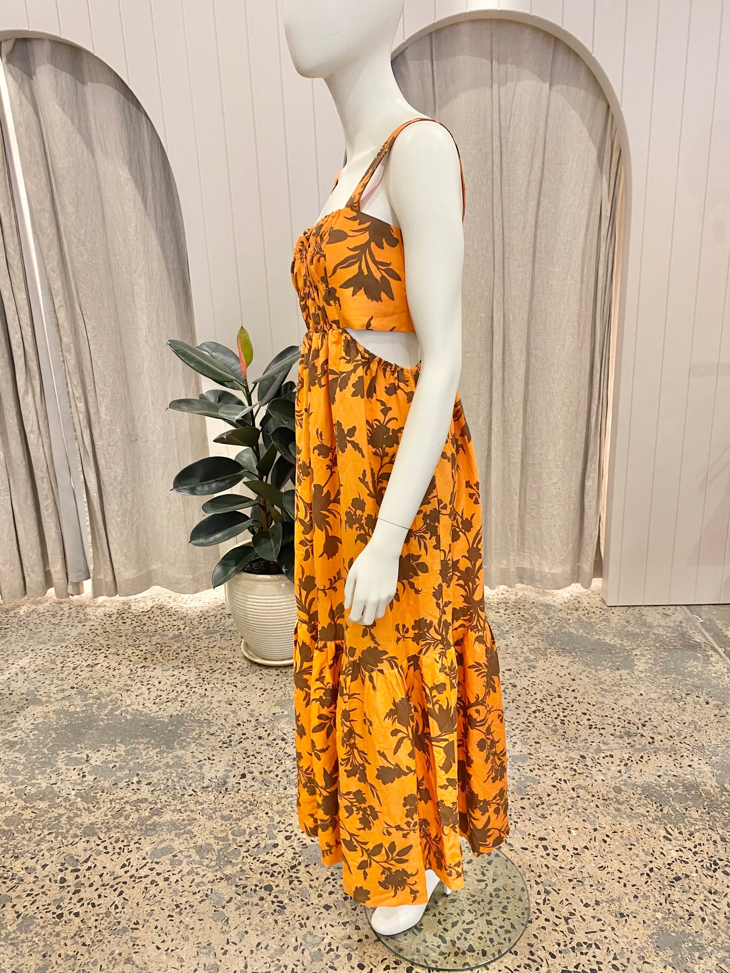 Shona Joy Cut Out Ruched Midi Dress - Size 16