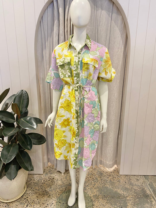 Alemais Elora Patchwork Shirt Dress - Size 10