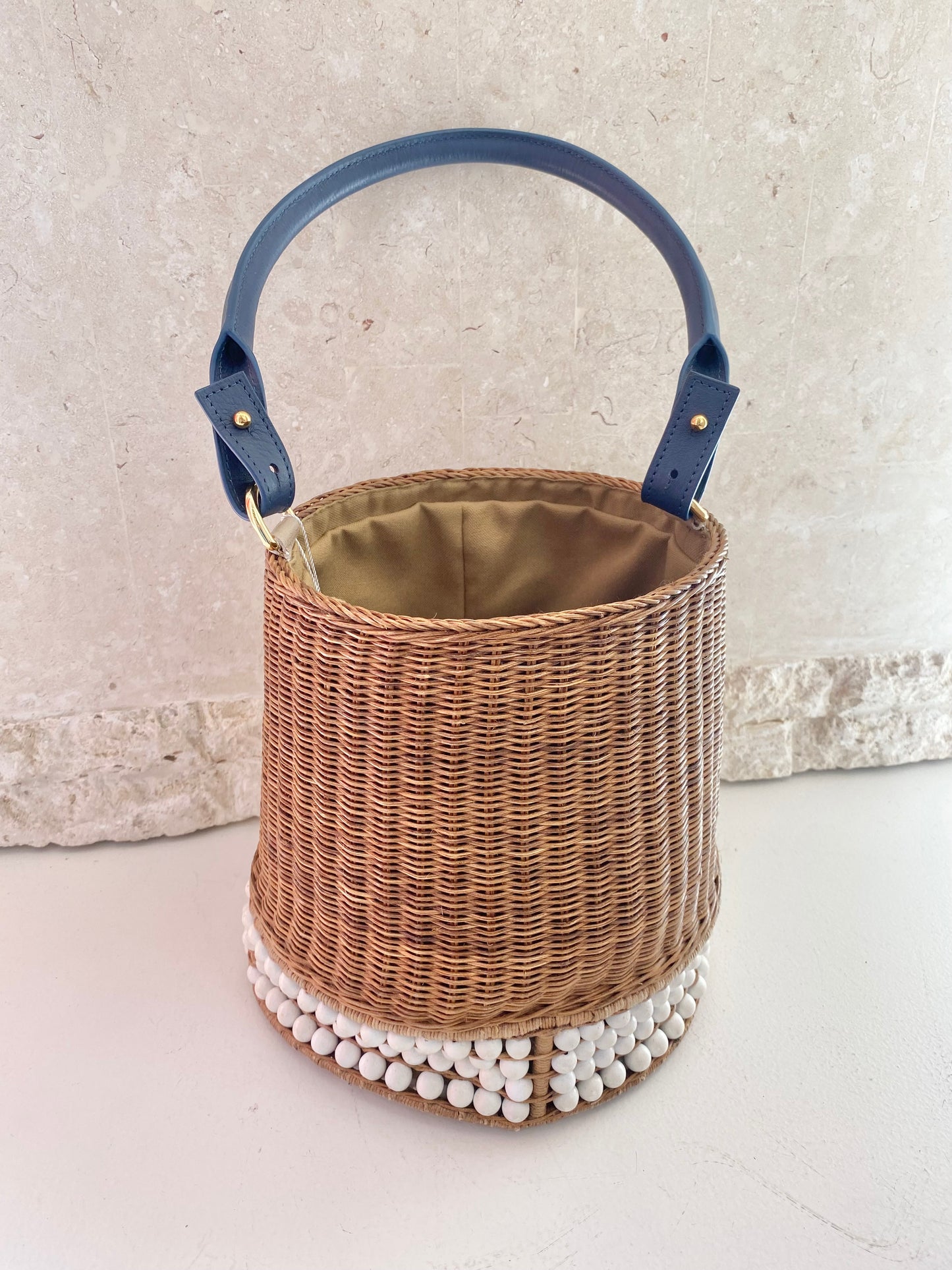 Lucy Folk Beaded Wicker Bag