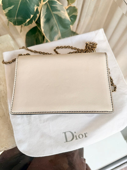Christian Dior Latte Jadior Calfskin Pouch Wallet On Chain