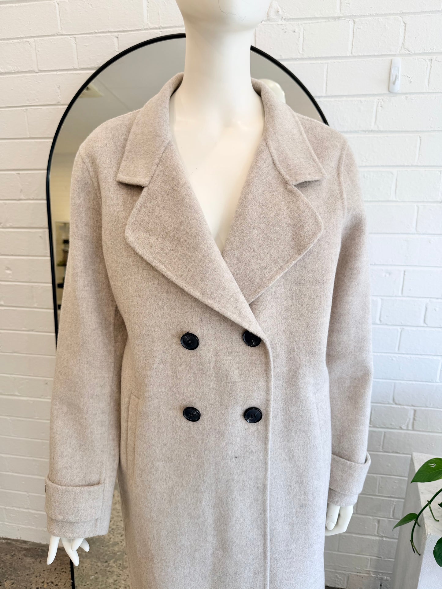 Ella Sanders Stone Adele Wool Coat - Size L (12 - 14)