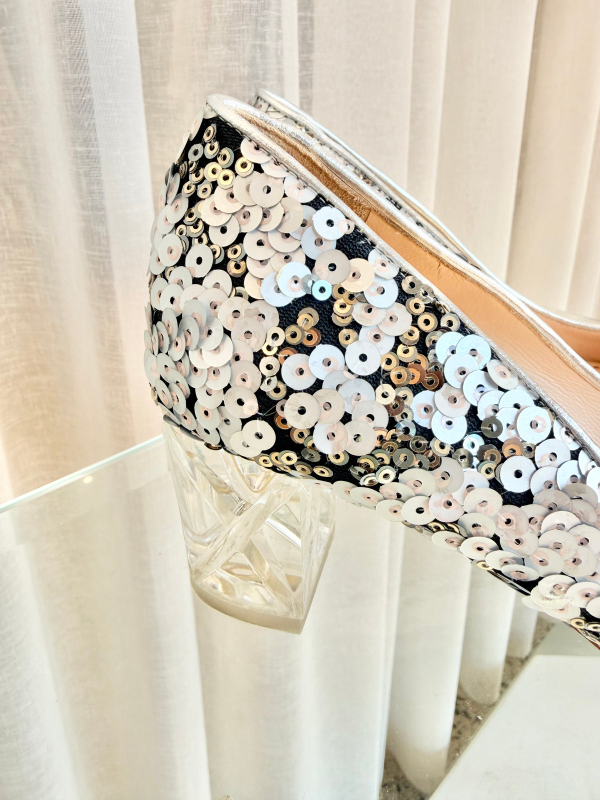Rupert Sanderson Silvermist Treasure Sequin Fatasy Heels - Size 37.5