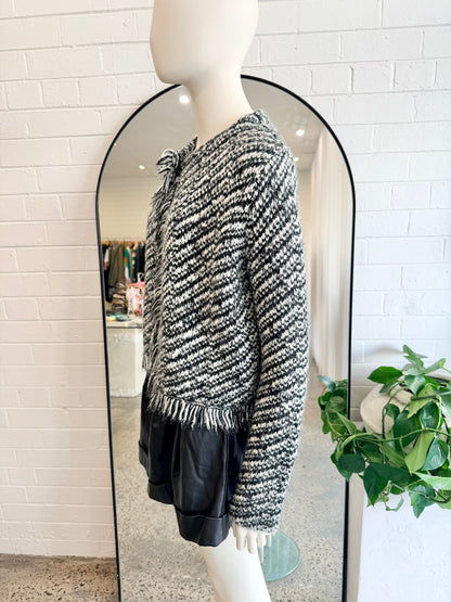 Maje Black and White Knit Jacket - Size 2 (10)