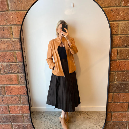 Jimmys Leather Carmel Jacket - Size 8