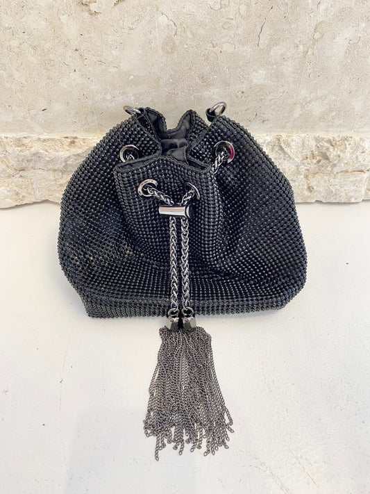 Olga Berg Crystal Pouch in Black