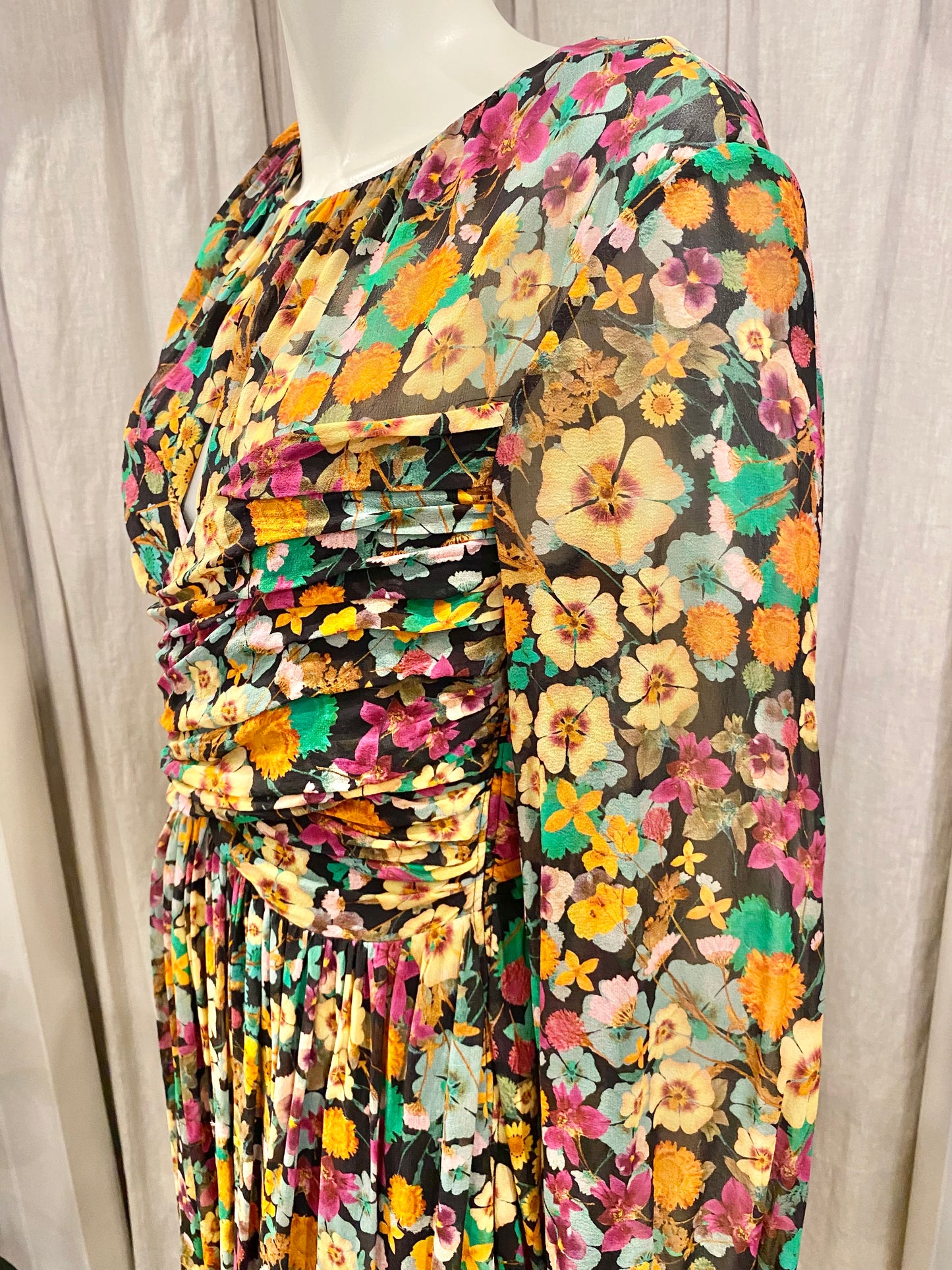 Husk Floral Silk Midi Dress - Size 10