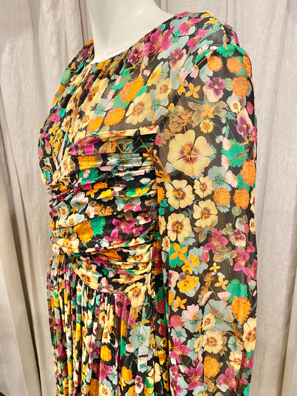 Husk Floral Silk Midi Dress - Size 10