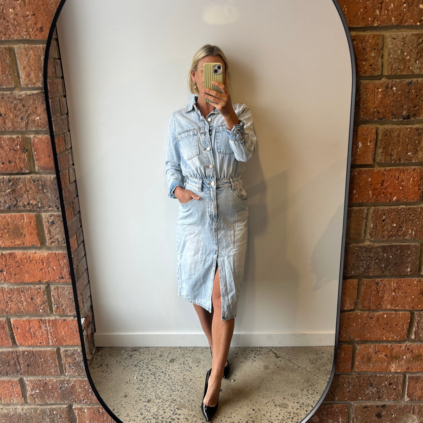 Decjuba Denim Midi Dress - Size 8