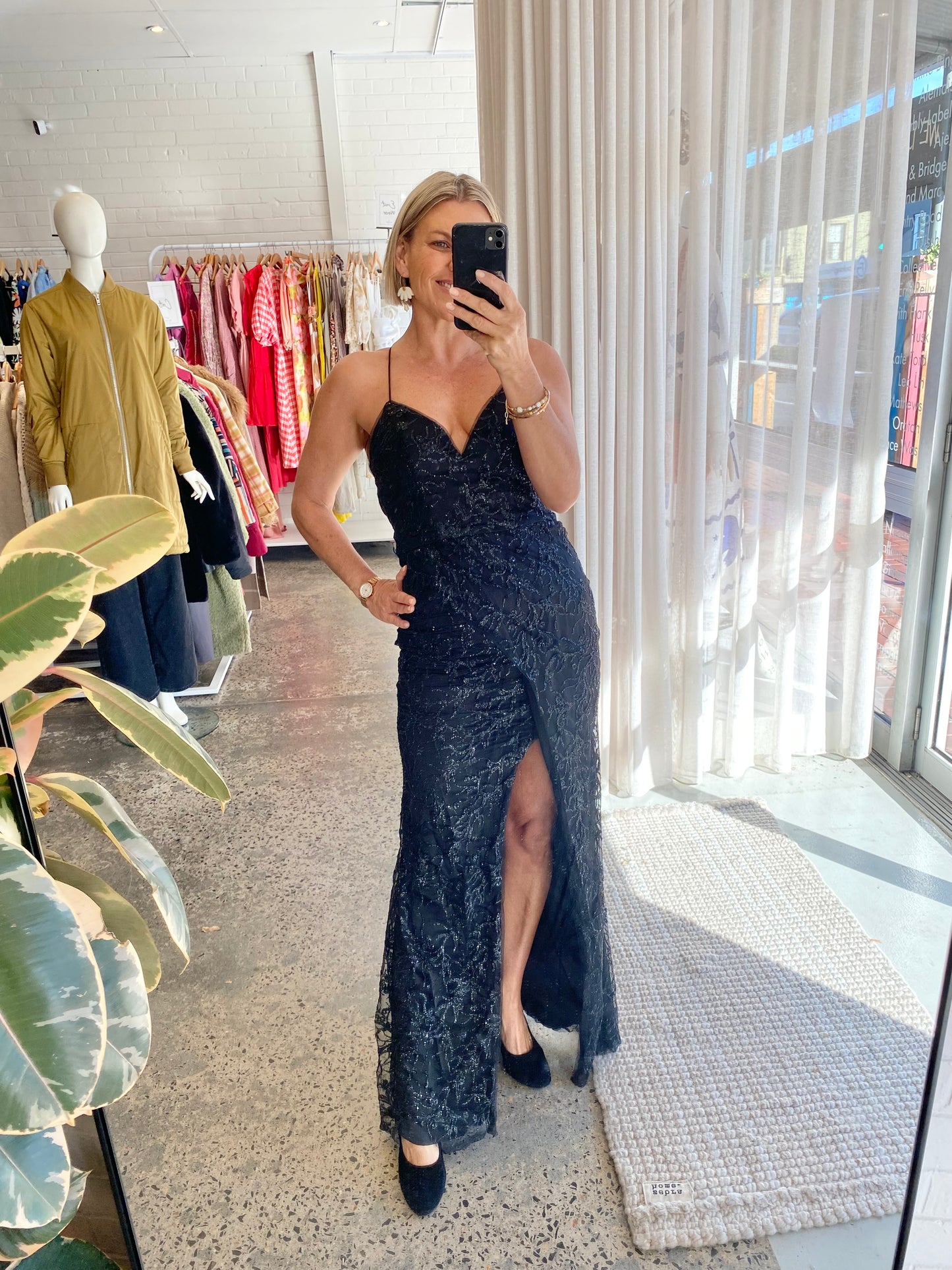 Bariano Black Glitter Maxi Dress - Size 6