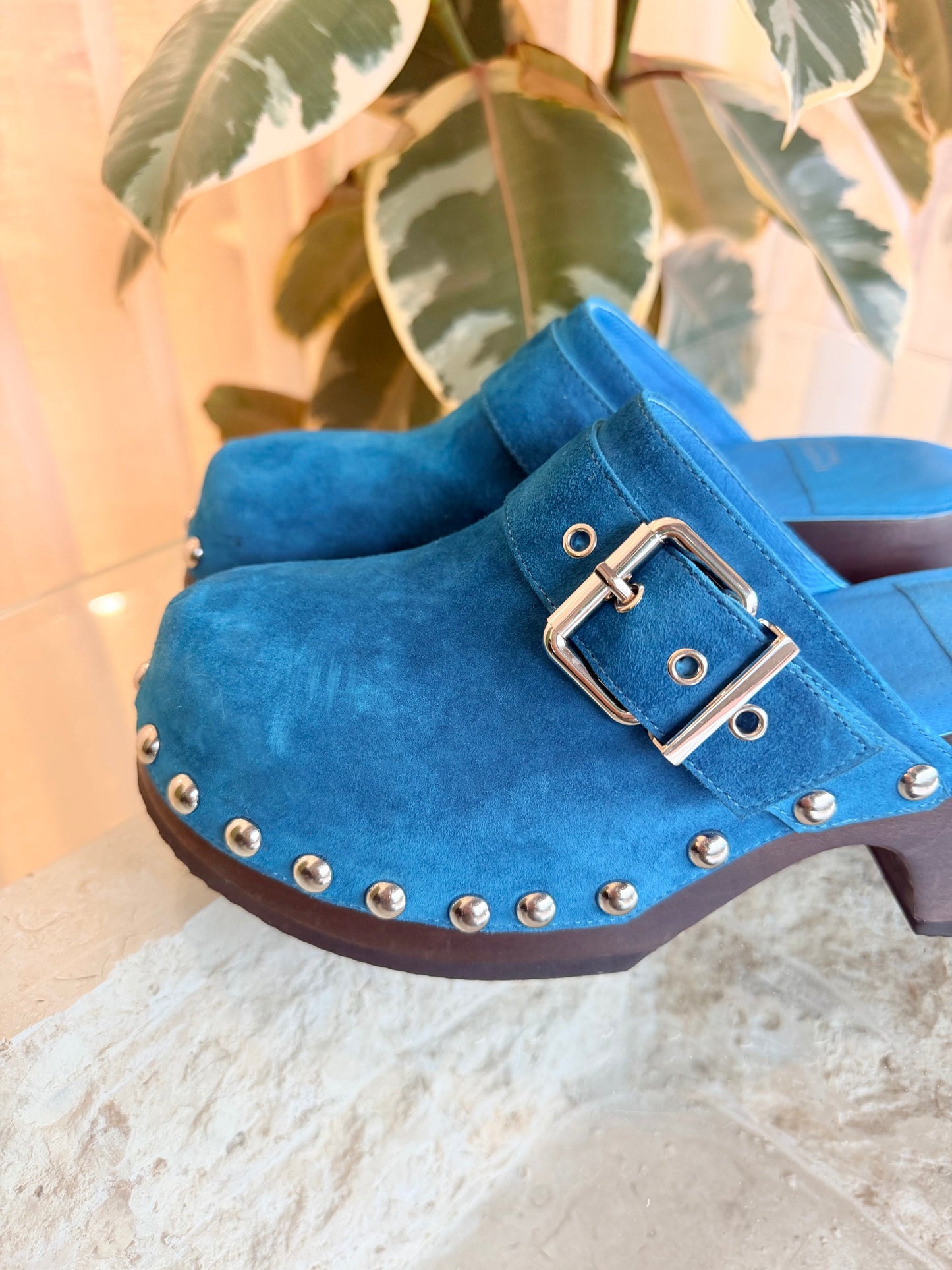 Jeffrey Campbell Blue Suede Clogs - Size 39