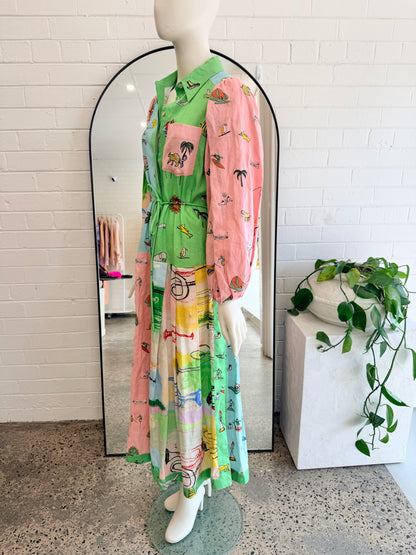 Alemais Multi Coloured Jet Shirt Dress - Size 8 - Pre-Loved Geelong