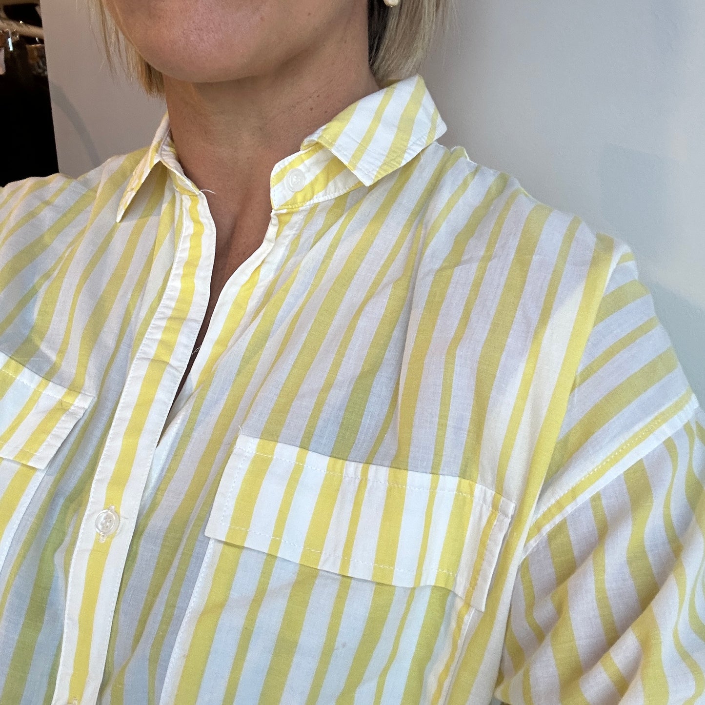 Sportscraft Yellow and White Stripe Shirt - Size 8