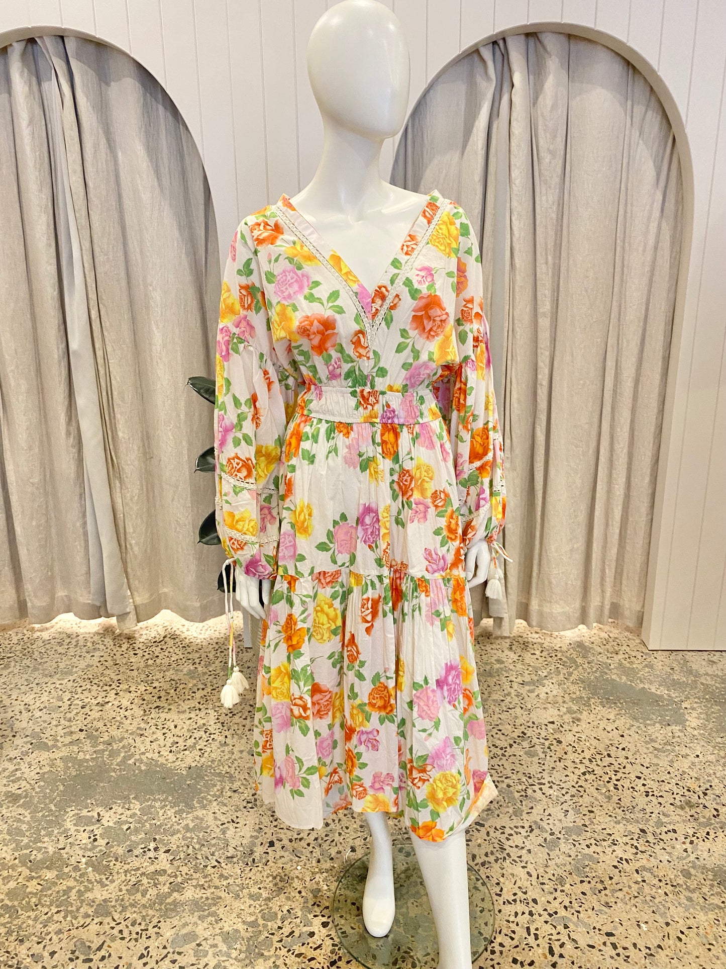 Bohemian Traders Rosette Elastic Waist Maxi Dress - Size 18