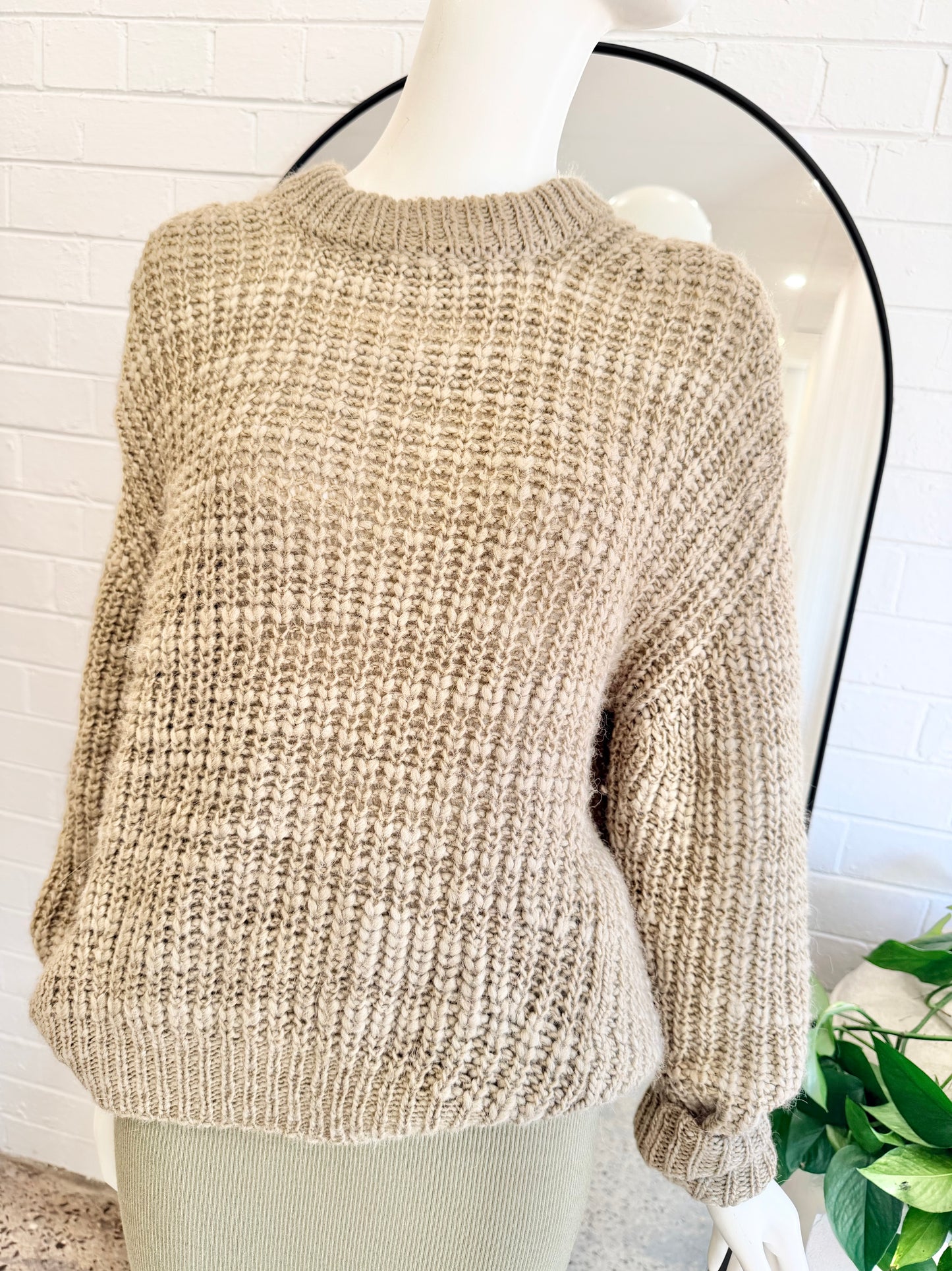 Assembly Label Relaxed Chuny Knit Jumper in Khaki - Size 6-10