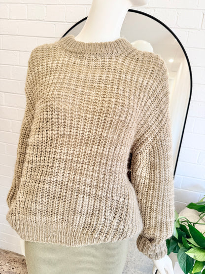 Assembly Label Relaxed Chuny Knit Jumper in Khaki - Size 6-10