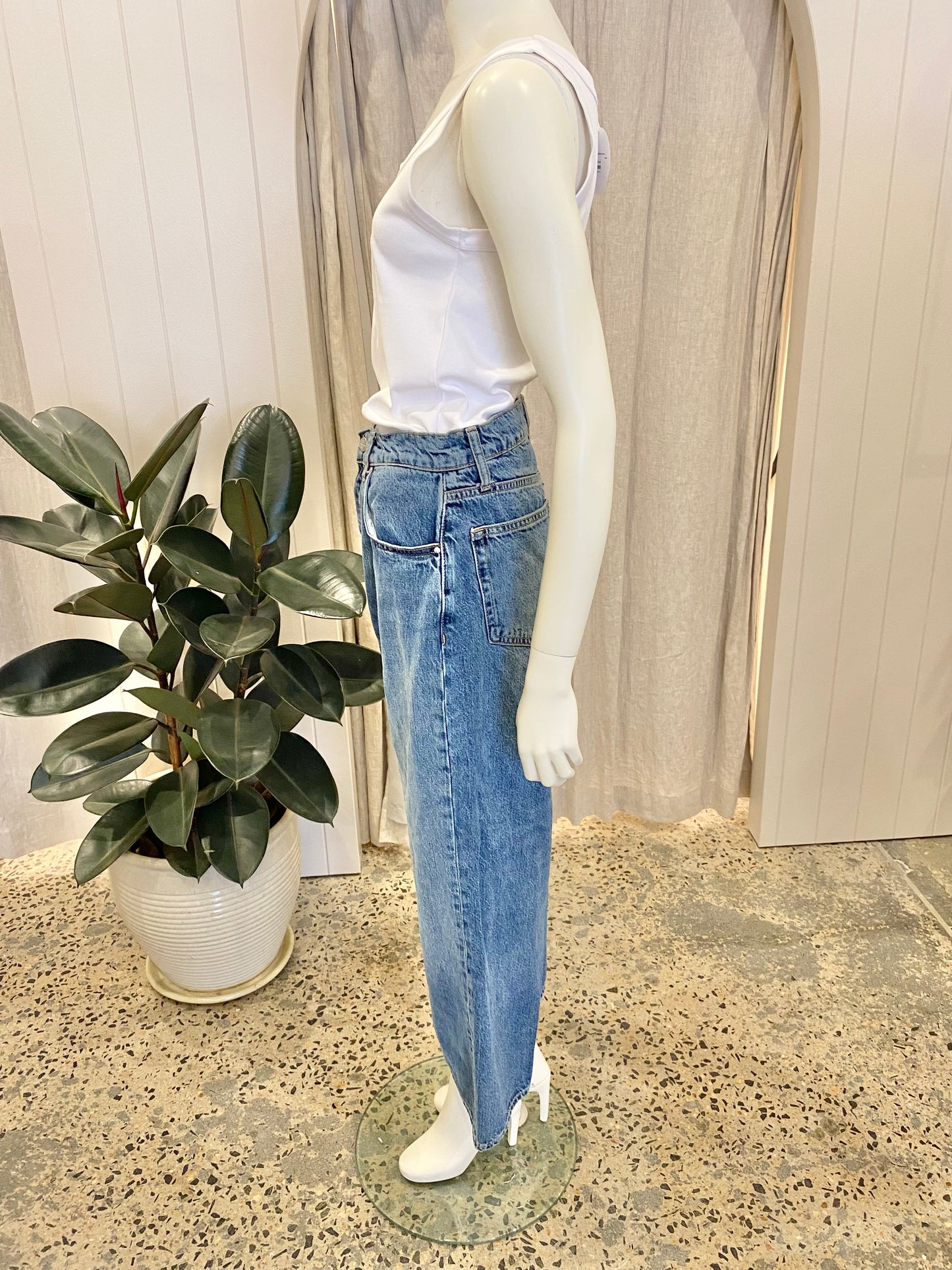 Anine Bing Dark Wash Denim Wide Leg Jeans - Size 29