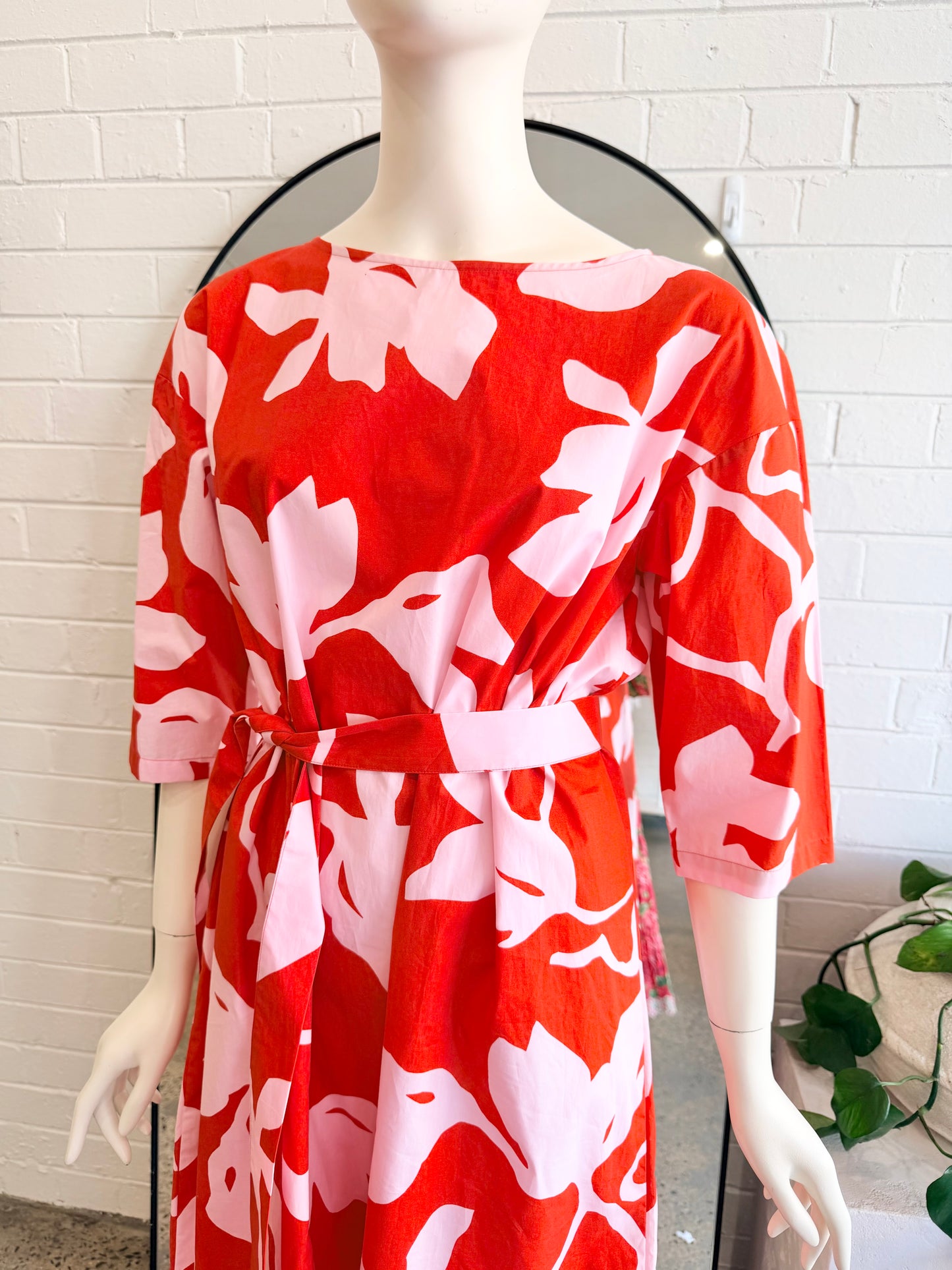 Marimekko Red Tarika Katleija Midi Dress - Size 38 (10)