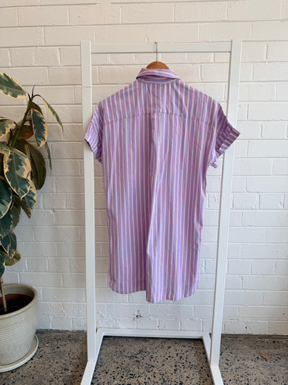 LMND Purple Striped Mini Shirt Dress - Size XS (8)
