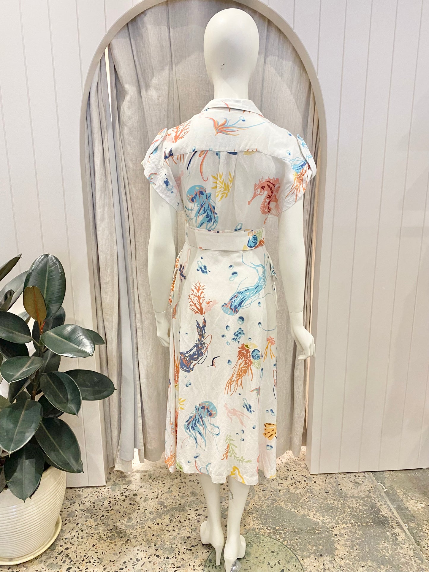 Leo Lin White Audrey Twilight Pocket Shirt Midi Dress - Size 6
