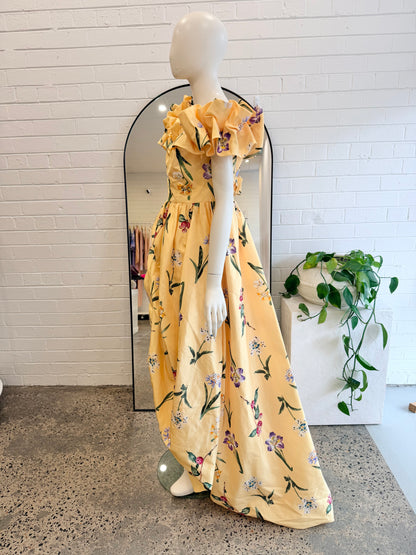 Leo Lin Yellow Sorbet Maxime Vouminous Gown - Size 14 - Pre-Loved Geelong