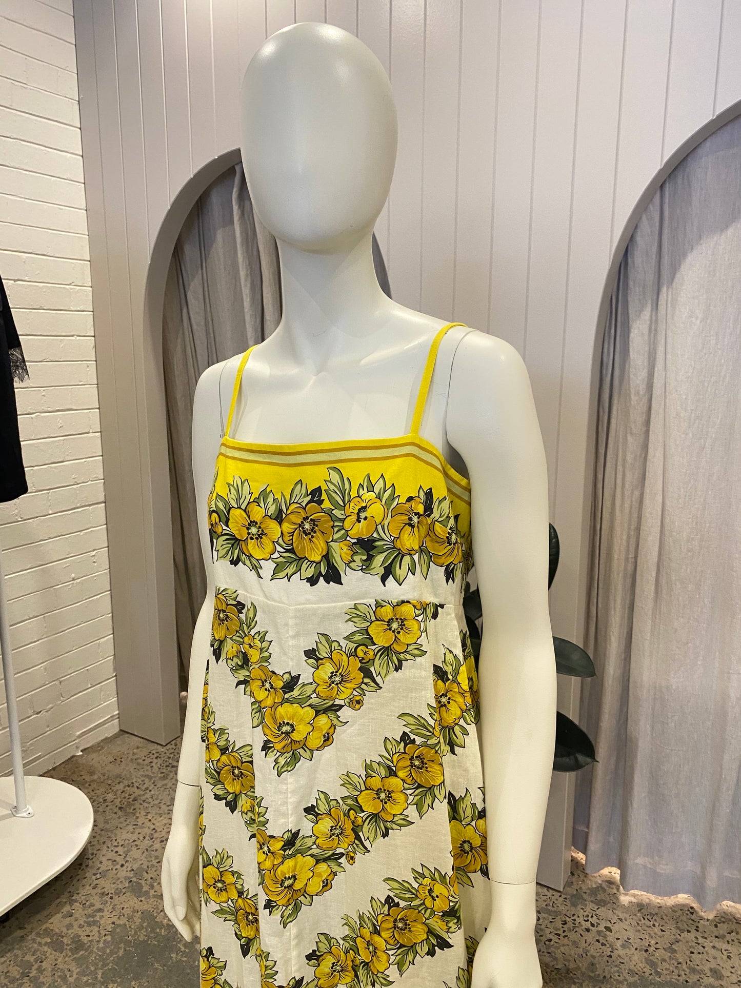 Alemais Gisela Floral Linen Midi Dress - Size 16