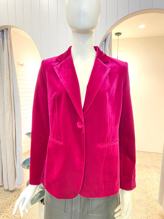 Mossman Velvet Blazer in Fuschia - Size 10